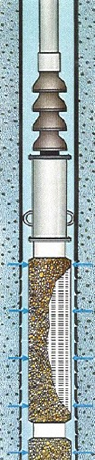 Downhole diagram of the Lamnaflo element distributing inflow into slow, laminar flow along the length of the screen