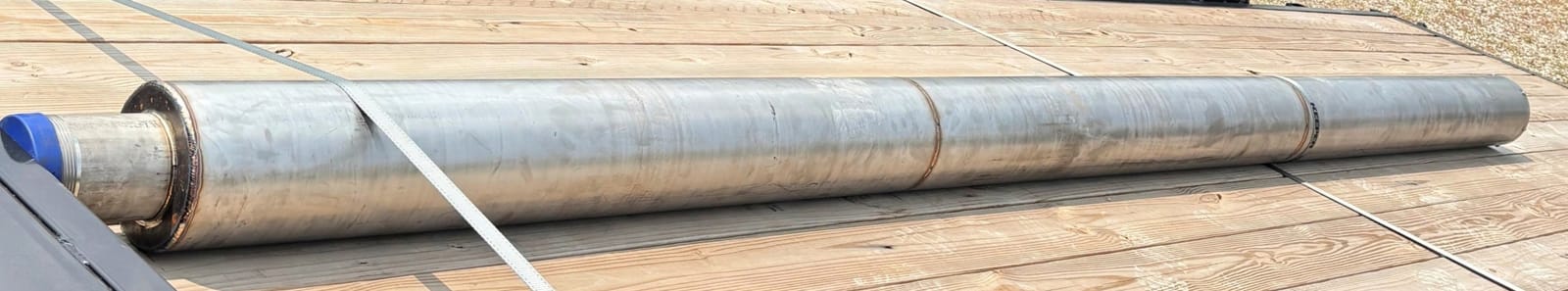 Complete custom stainless steel flow sleeve on a trailer deck